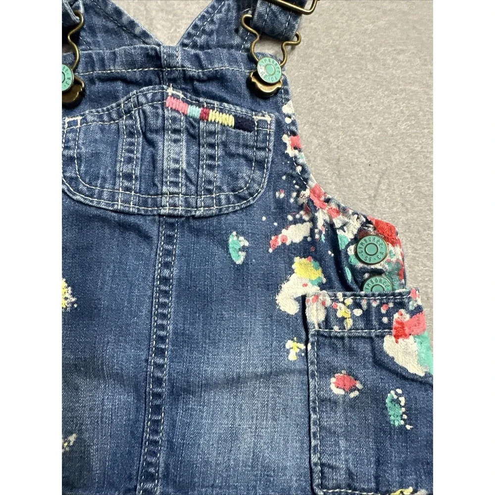 Gymboree Denim Paint Splatter Embroidery Jean Dress Girl 0-3 Months